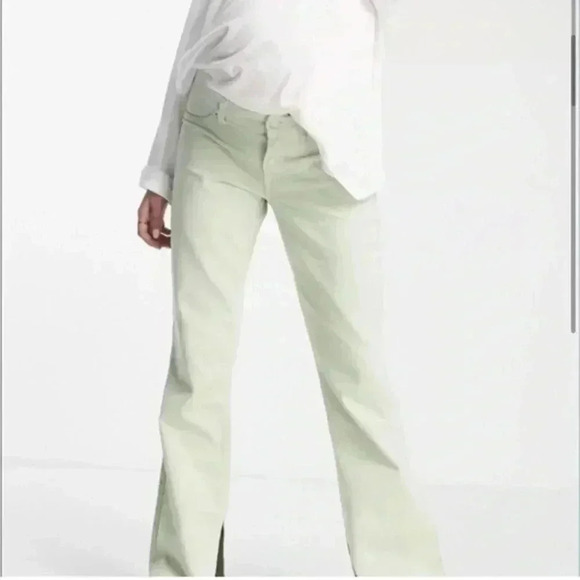 Asos maternity green flared pants jeans 4 spring summer open slit pants - Picture 8 of 9
